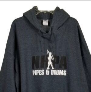 Hoodie Sweatshirt Pull Over Graphic NHPA Bag Pipes & Drums Irish Pockets Police